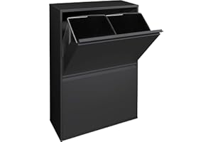 Arregui Basic CR606-B Cubo de Basura y Reciclaje de Acero de 4 Compartimentos | 4x17 L (68 L) | Cubos de Basura de Cocina | Contenedores de Reciclaje para Casa u Oficina | negro