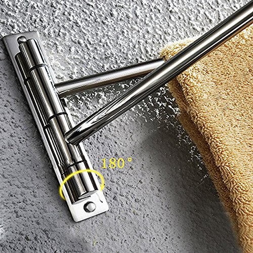 KES Badetuchstange mit 2 bewegliche, aus hochwertigem Edelstahl, zur Wandmontage, Chrome, A2102S2 - 5