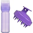 MFUOE Root Comb Applicator Bottle with Scalp Massager Shampoo Brush Hair Coloring Dye and Scalp Treatment Tools (Purple)