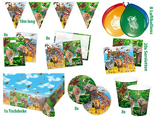 Folat 00253 – Partyset Safari, 62 teilig - 2