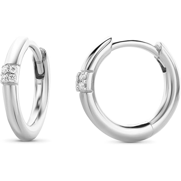 Orecchini Cerchi Occhi Brillanti cerchi piccoli da donna in argento 925 placcato oro bianco con zirconi multicolore
