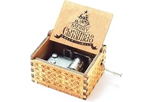 Evelure Carillon Merry Christmas, scatole Musicali a manovella in Legno Intagliato Antico per Il Compleanno dei Bambini (Style1)