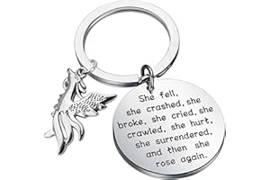 AKTAP Phoenix Encouragement Keychain Phoenix Jewelry for Friends She Fell She Broke and Then She Rose Again Phoenix Charms