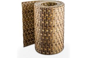 Sellon24 Sichtschutzstreifen Rattan Rolle Sichtschutz Zaunblende 255x19cm für Doppelstabmatten Zaun Rattanoptik Streifen RD08-stroh