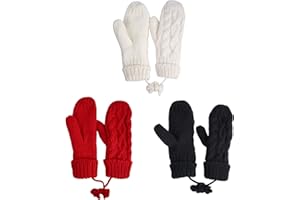 AURUZA Women Gloves Mittens,Winter Warm Gloves Heat Weaver Cable Knit, Women Gloves Heat Holders Ladies Thick Fleece Lined Insulated Warm Knitted Winter Thermal Mittens for Christmas Birthday Gift(1Pair)