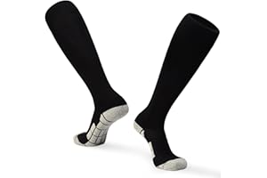 GRPSKCOS Kids Boys Soccer Socks- 2 Pairs Team Sports Athletic Football Rugby Hockey Knee High Anti-slip Towel Bottom Socks for Youth 7-14 Years