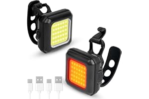 Ainiv Luces Bicicleta Delantera y Trasera, Recargable Luz Bicicleta Potente LED, IP65 Impermeable Linterna Bicicleta para Ciclismo Nocturno, Camping, Mochila