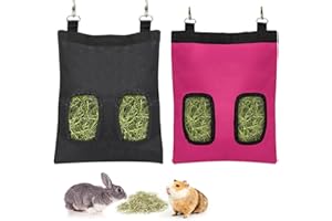 GXGM 2 Bolsas de Comedero de Heno para Conejos, Bolsas de Tela para Comedero, Adecuado para Conejos, Cobayas, Lechones, Chinchillas y Otros Animales Pequeños