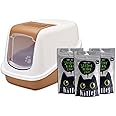 Combo of - Savic Nestor Cat Toilet Home | Prevent Throwing of cat Litter, Durable and Lightweight, Nordic Brown - 22 x 15 x 15 inches with - Kittos Snapper Jerky Strips, 35 g (Pack of 3)