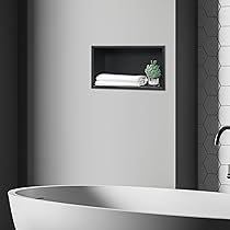 Mensola Da Incasso In Acciaio Inox 47x32x10 Cm - Nicchia Parete Moderna Per Bagno O Soggiorno