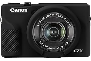 Elonbo Funda de protección de cámara, Funda de protección de Silicona Suave para cámara Digital Canon PowerShot G7X Mark III, Tapa de Lente extraíble, Negro