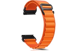 ZoRoll 26mm QuickFit Cinturino per Garmin Enduro 3 / Fenix 8 51mm/Fenix 7X Pro/7X/6X/5X, Nylon G-Hook Regolabile Sportivo Bracciale per tactix 7 AMOLED/tactix 7 Pro/Enduro - Arancione
