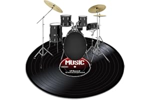 Z·Bling Tapis de Batterie électronique Non Glissants,Tapis Batterie Tapis De Tambour Tapis Insonorisé,pour Kits De Batterie électronique Grosse Caisse Caisse Claire Et Autres Jeux De Bases 160cm,Rond