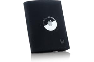 DONBOLSO Cartera airtag para Hombre con Compartimento Apple AirTag, Estuche para Tarjetas de crédito de Cuero Genuino, Airwallet para Hombres (Negro Vintage), magsafe Wallet