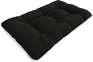 POKAR Cojín-Asiento aconchadas 120x80x12cm para Europalés/Europalet, Asiento para jardín o terraza, cómodo Asiento para sofá de paletas DYI, Interior y Exterior, sin palés, Nero