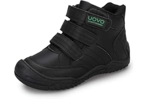 UOVO Boys Hiking Shoes Kids Water Resistant School Shoes Mid-Calf Sneakers Walking Boots Children Trekking Footwear Black Shoes Size 8.5 UK Toddler to 4 UK Big Kids