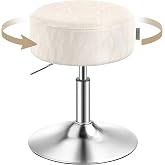 VASAGLE Makeup Stool, Height Adjustable, 360&deg; Swivel | Dressing Table, PU Leather, Thick Seat, Modern, Light Warm White, ISLA