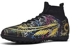 GOGOUP Chaussures de Football Homme High Top Spike Professionnel Crampons Adolescents Athlétisme Entrainement compétition Chaussures de Sport en Plein Air