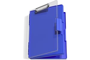 Hnogri Portapapeles con almacenamiento, carpeta de lactancia con apertura lateral, portapapeles resistente con caja de almacenamiento de doble compartimento, escritura para el trabajo, Azul