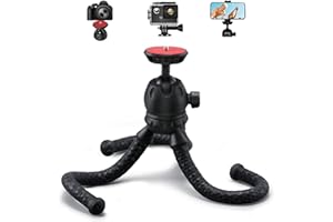Cunsieun Octopus Style - Treppiede flessibile per cellulare, testa sferica a 360 gradi, testa a vite standard 1/4, in gomma e metallo, portata fino a 2 kg, compatibile con DSLR/Phone/Gopro