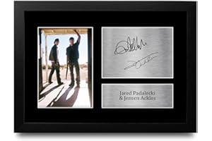 HWC Trading FR A4 Jared Padalecki & Jensen Ackles Supernatural Regali Stampati Autografo Firmato Immagine Per Gli Appassionati Di Programma Televisivo - A4 Framed