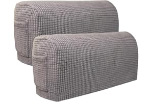 Skybook Armrest Chair Covers with 1 pocket Stretch Armchair Couch Arm Rest Cover Anti-Slip Spandex Polyester Sofa Chair Arm Caps Slipcovers for Furniture Protector Set of 2 (4pcs Light Grey)