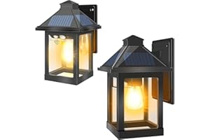 Moman Projecteur Exterieur Solaire, Lot de 2 Applique Murale Vintage avec Détecteur de Mouvement 3 Modes Étanche IP65 Lampe Solaire pour Cour Jardin, Projecteur-Exterieur-Lampe-Eclairage