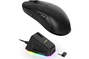 MAGIC-REFINER X AJAZZ AJ159P Mouse Da Gioco Wireless Con Dock Di Ricarica Magnetica RGB, Mouse Da Gioco per PC Cablati 2.4G/USB-C, Sensore PAW3395, 6 DPI Regolabili Fino a 26000 per PC/Mac-Nero