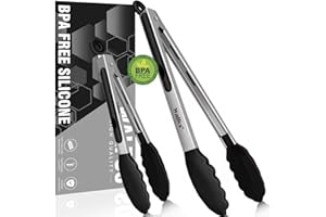 Walfos Szczypce Kuchenne, Odporne na Wysokie Temperatury, Zestaw 2 Sztuk, Stal Nierdzewna i Silikonowe Końcówki bez BPA, Idealne do Gotowania, Grillowania, 23 cm i 30 cm Szczypce do żywności