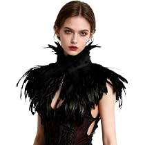 JIEBAO Damen Spitze Fingerlose Handschuhe Mit Federn – Schwarz, Für Vintage-Party, Hochzeit, Karneval