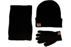 TMEOG Wintermütze Herren Mütze Schal Handschuh-Sets, Touchscreen Handschuhe Beanie Warme Mütze Strickmütze Winterschal Herren mit Fleecefutter
