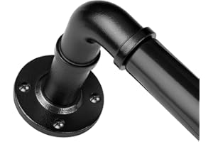 black Curtain Pole 80 to 148 cm, HOTOZON 25 mm Industrial Curtain Poles for Eyelet Curtains, Metal Blackout Curtain Rod Extendable with Bracketsfor Bedroom, Living room