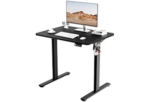 ERGOMAKER Electric Height Adjustable Standing Desk 80x60cm (31.5"x23.6"), Sit Stand Desk with Splicing Top for Home Office (Black Frame + Black Desktop)