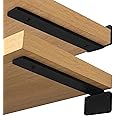 Oursouion Heavy Duty Shelf Brackets 4 Pack 1/5 Inch Thick Metal Wall Mounted Floating Shelf Bracket Hidden Shelf Brackets, Rustic Industrial Shelf Brackets Black Metal L Brackets for Shelves-8inch
