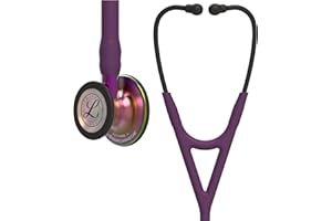 3M Littmann Cardiology IV Fonendoscopio para diagnóstico, campana de acabado arcoíris, con tubo color ciruela, vástago morado y auricular color negro, 68,5 cm, 6205