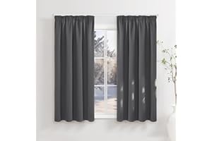 Runyéla Gardinen mit Kräuselband Thermovorhänge Kälteschutz Vorhänge Blickdicht 160 x 140 (HxB) Dunkelgrau 2er Set Verdunkelungsvorhänge für Schienensystem, Schiebegardinen für Wohnzimmer Curtain