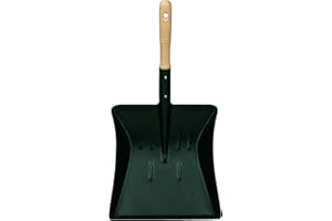 KB8 Pelle à poussière spéciale Cendres – Métal renforcé + Manche Bois, – Idéale pour cheminée, poêle à Bois et Barbecue – Robuste et résistante à la Chaleur, Couleur Vert