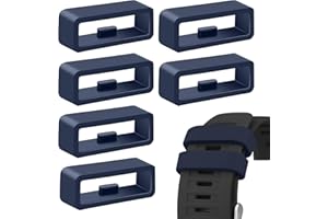 VANCLE 6 Pcs Strap Loop for Garmin Forerunner 255, 265, Venu 2/Venu 3/Vivoactive 4, 22mm Lock Ring Replacement Watch Band Ring Smartwatch Keeper Deep blue