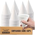 Smygoods Disposable White Paper Cone Cups (Pack of 200-4.5 oz) Eco-Friendly, Leak-Proof, Ideal for Events, Water Coolers, Quick Hydration & Efficient Cleanup
