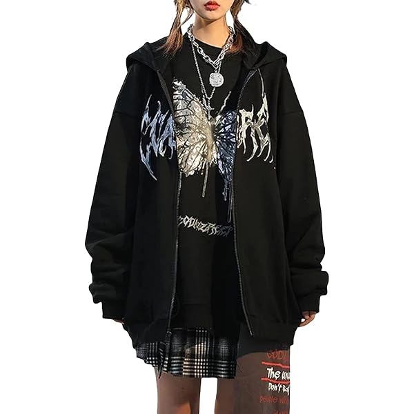 Felpa Con Cappuccio Zip Spider Oversize Y2K - Unisex Gotico Punk Per Streetwear