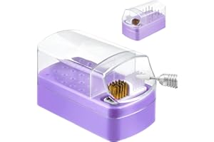 Andibro Nagelbohrer Halter,2 in 1 Nagelbohrer Aufbewahrungsbox Abnehmbare Reinigung Pinsel 30 Slots Kunststoff Klarsicht Fall Nagel Kunst Bohrer Bits Stand für Schönheitssalon und Haushalt (Lila)