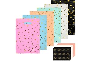 FINZOO Boenfu torebki imprezowe z naklejkami z podziękowaniami, 6 kolorów, torebki na prezenty, z uchwytem, odpowiednie na Boże Narodzenie, Halloween, urodziny, wesele, imprezę