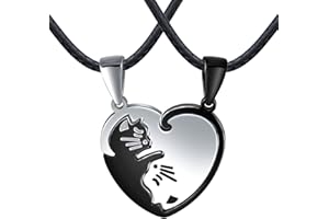 Feilok - Collana con ciondolo a forma di gatto, in acciaio inox, per coppia di innamorati, per uomo e donna, Acciaio inossidabile,