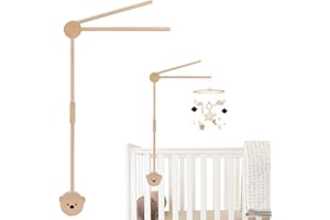 Bearrerp Mobile Halterung holz für babybett,Höhenverstellbarer Baby Mobile Ständer,Kinderzimmer-Dekoration,für Aufhängung Windspiele Bettglocke, Baby Bett Spielzeuge