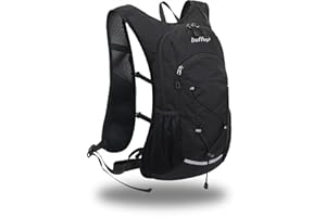 buffup® Lekki plecak turystyczny 15 l, plecak rowerowy, mały, plecak do picia, nadaje się do speedhikingu, MTB, jazdy na nartach, sportów na świeżym powietrzu (czarny)