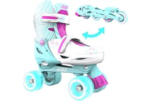 Y-VOLUTION Yvolution Patines en línea y cuádruple neón Combo 2 en 1 Patines para niños con Ruedas LED | Browning Box tamaño Ajustable
