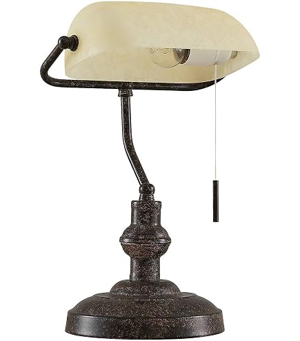 GLOBO Bankerlampe Tischleuchte In Anthrazit & Gold – Retro-Leselampe Für Schreibtisch, 34 Cm Hoch