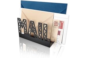 SIRHOLDEER Sir Holdeer Mail Freestanding Holder - Decorative Letters Documents and Paperwork Organizer for Tabletop - Easy Assembly Resistant Stainless Steel Black 152 x 90 x 62 mm