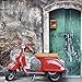 Produktbild Artland Analoge Wand-Funk-oder Quarz-Uhr Digital-Druck Leinwand auf Holz-Rahmen gespannt mit Motiv Evgenia Smirnova Roter Motorroller Fahrzeuge Motorräder & Roller Fotografie Grau A5RA