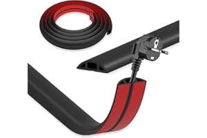 DIKARIYA Canaleta Cables Suelo Negro, 3cmx3m Canaletas para Cables, PVC Pasacables Suelo, Protector de Cables para Suelo, Salva Cables Suelo Autoadhesiva para Hogar, Oficina, Escuela, Almacén
